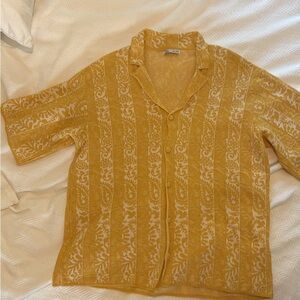 Zara Yellow and White Casual Button Down Shirt